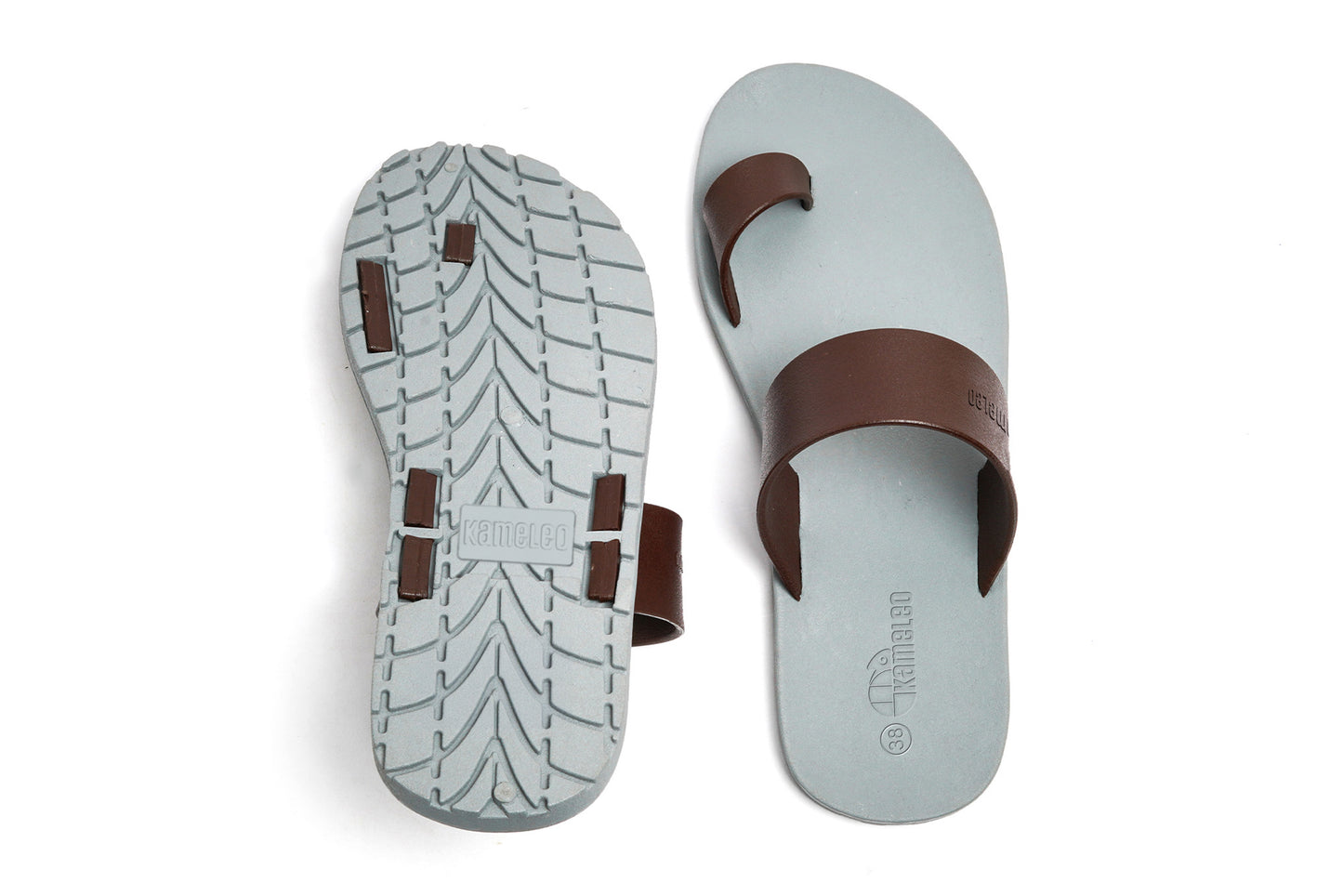 Pop Thumb Grey Sole Brown Strap
