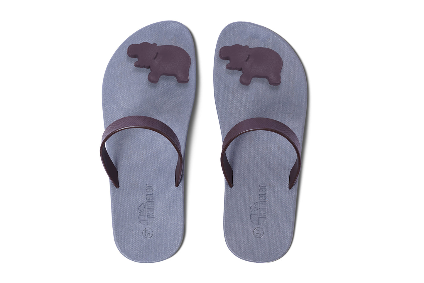Poppi Hippo Grey Sole Brown Strap