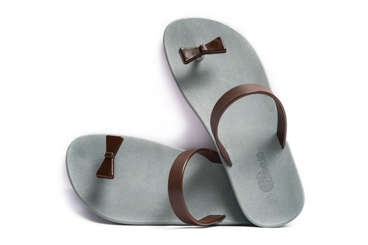 Poppi Bow Grey Sole Brown Strap