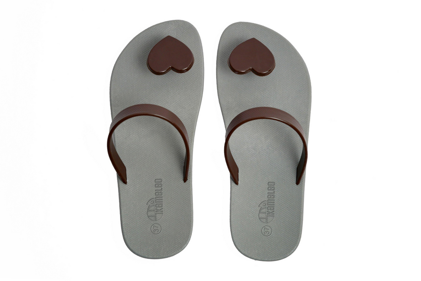 Poppi Heart Grey Sole Brown Strap