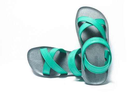 Cross Plus Kids Grey Sole Green Strap