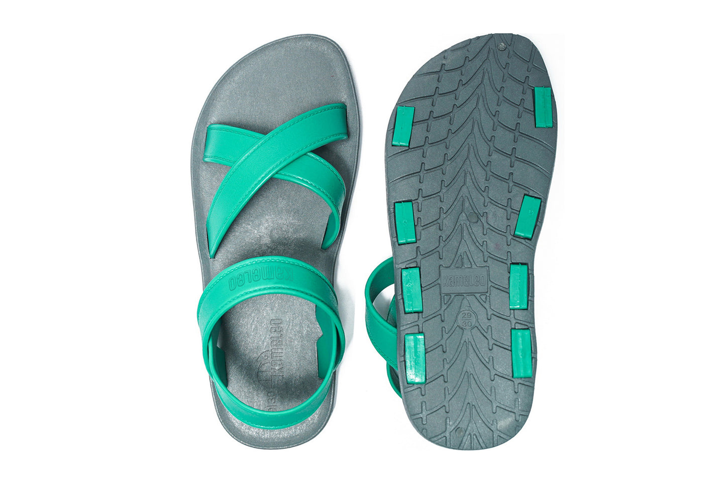 Cross Plus Kids Grey Sole Green Strap