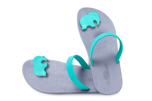Poppi Ellie Grey Sole Green Strap