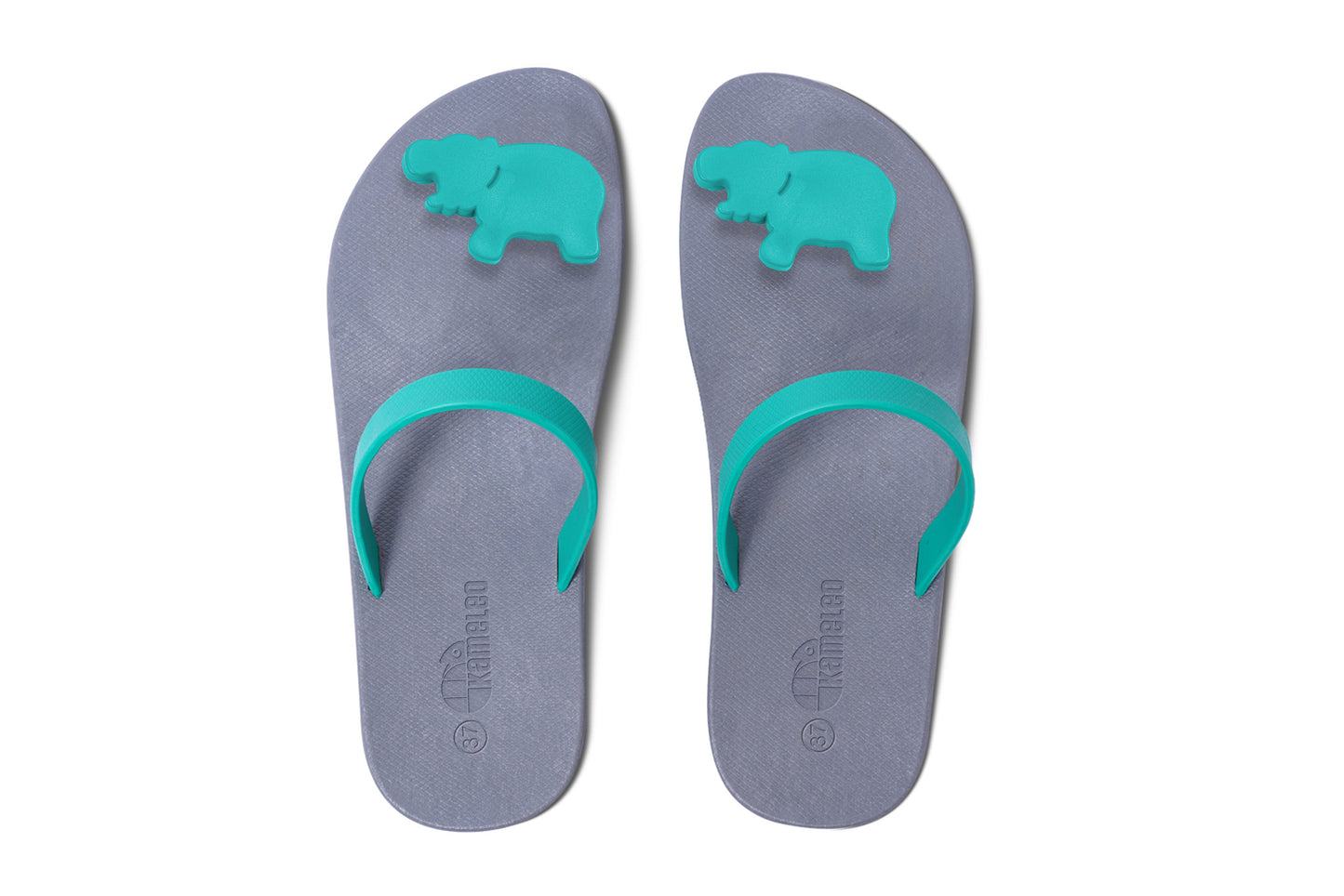 Poppi Hippo Grey Sole Green Strap