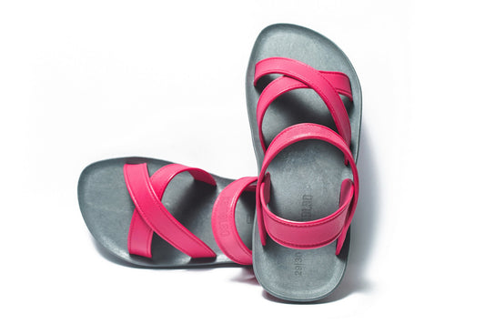 Cross Plus Kids Grey Sole Pink Strap