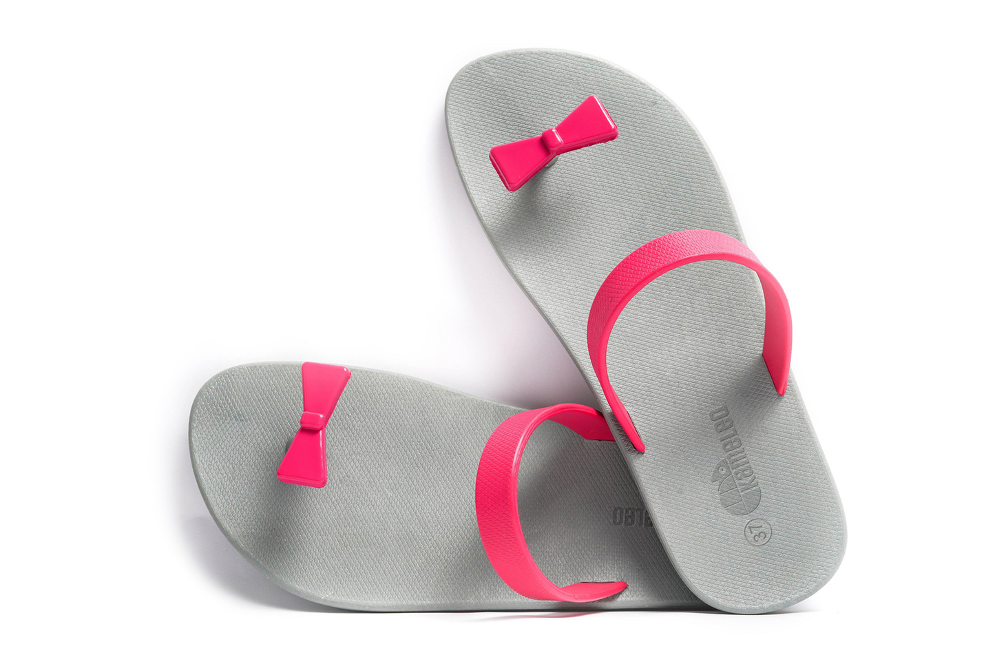 Poppi Bow Grey Sole Pink Strap