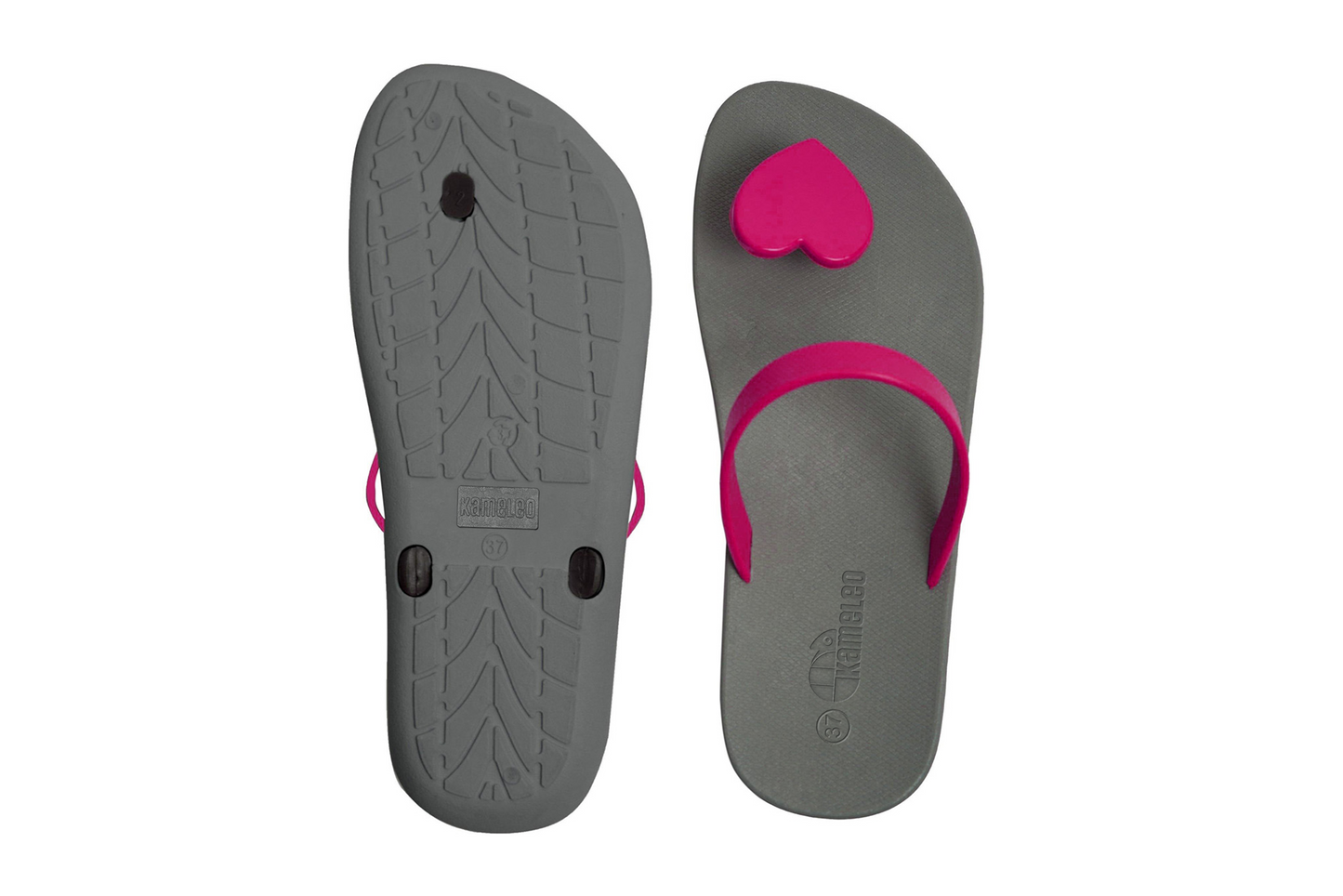 Poppi Heart Grey Sole Pink Strap