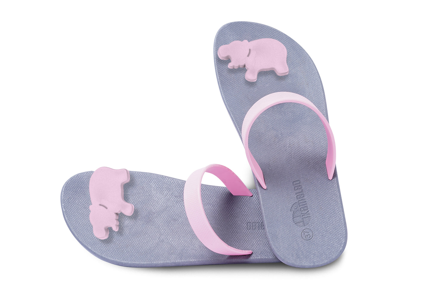 Poppi Hippo Grey Sole LightPink Strap