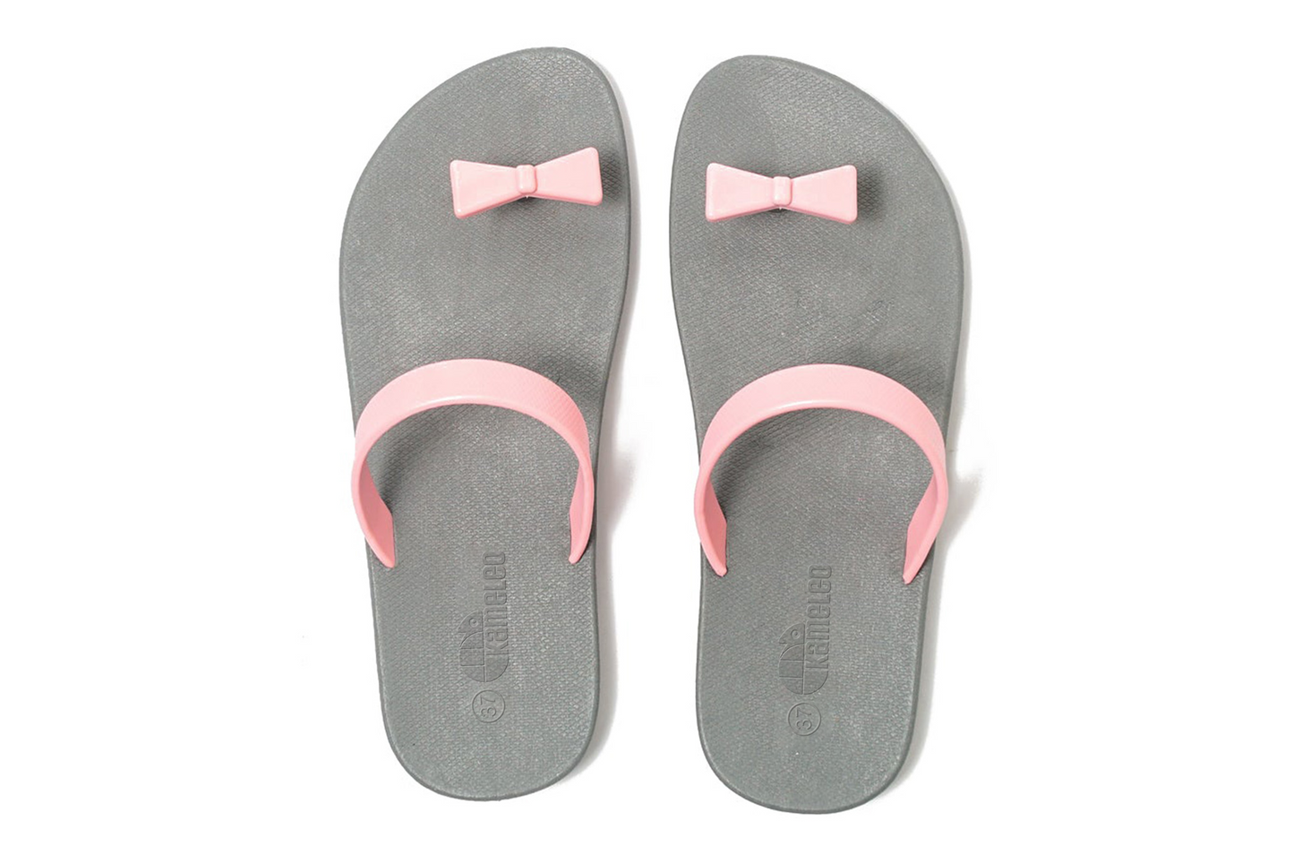 Poppi Bow Grey Sole LightPink Strap