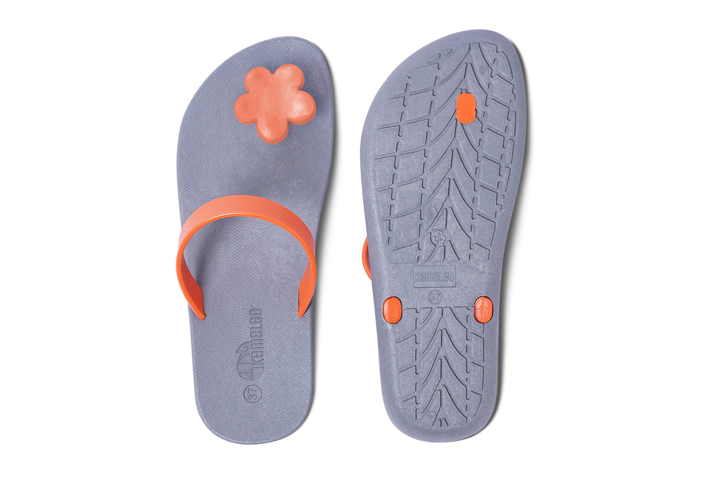 Poppi Flora Grey Sole Orange Strap