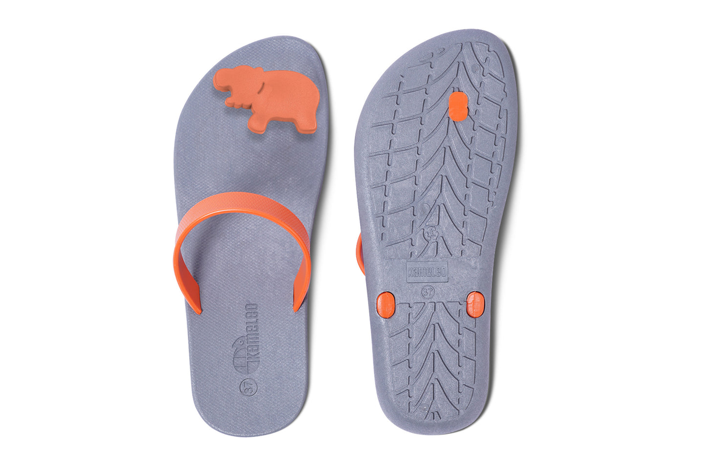 Poppi Hippo Grey Sole Orange Strap