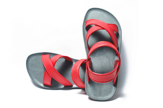 Cross Plus Kids Grey Sole Red Strap
