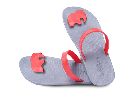 Poppi Ellie Grey Sole Red Strap