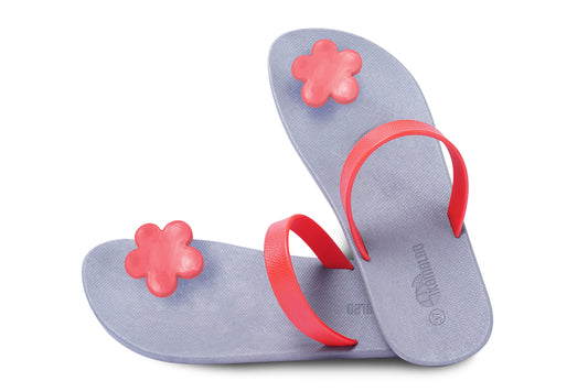 Poppi Flora Grey Sole Red Strap