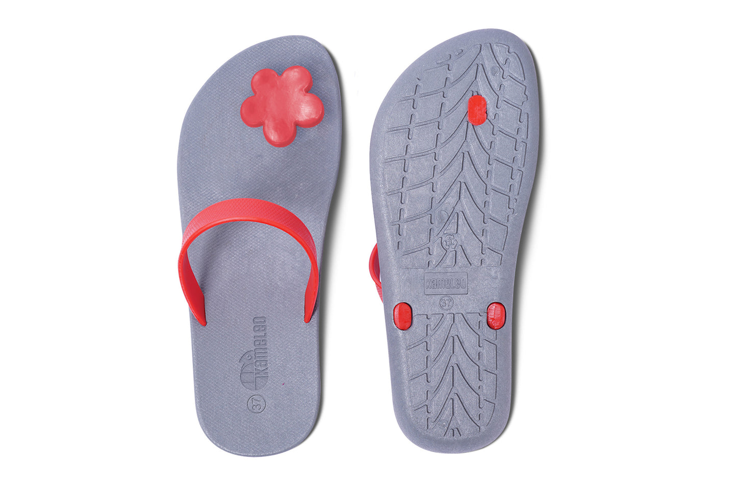 Poppi Flora Grey Sole Red Strap