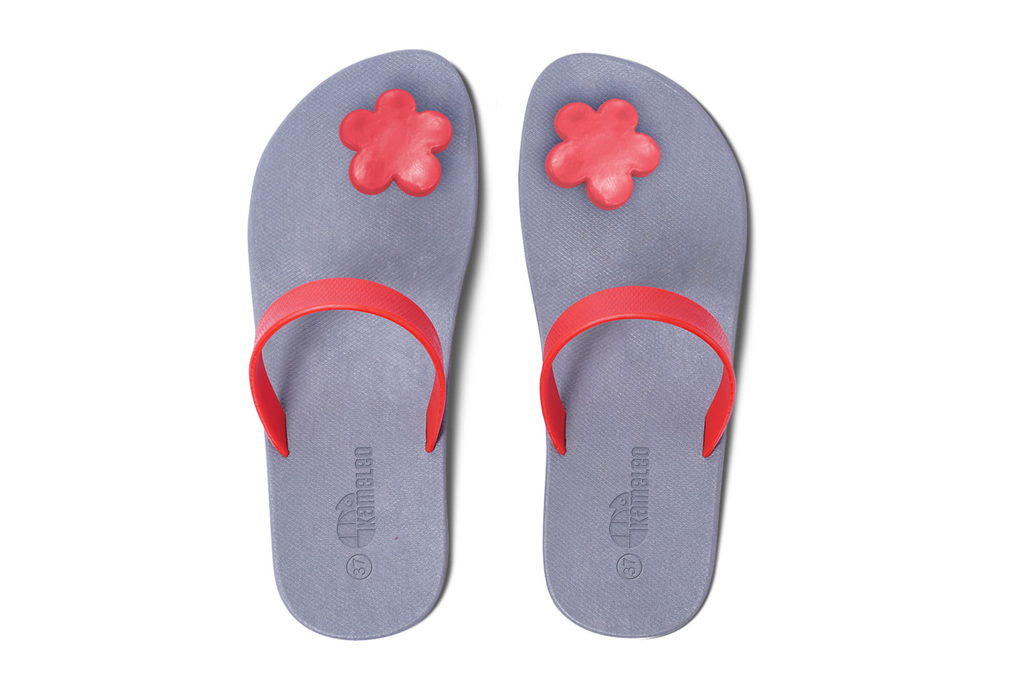 Poppi Flora Grey Sole Red Strap