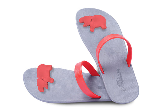 Poppi Hippo Grey Sole Red Strap
