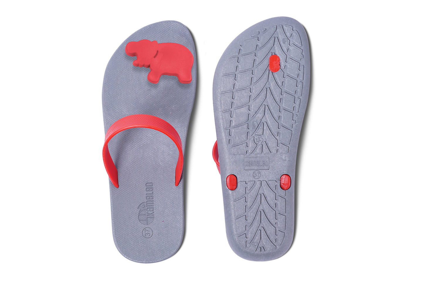 Poppi Hippo Grey Sole Red Strap