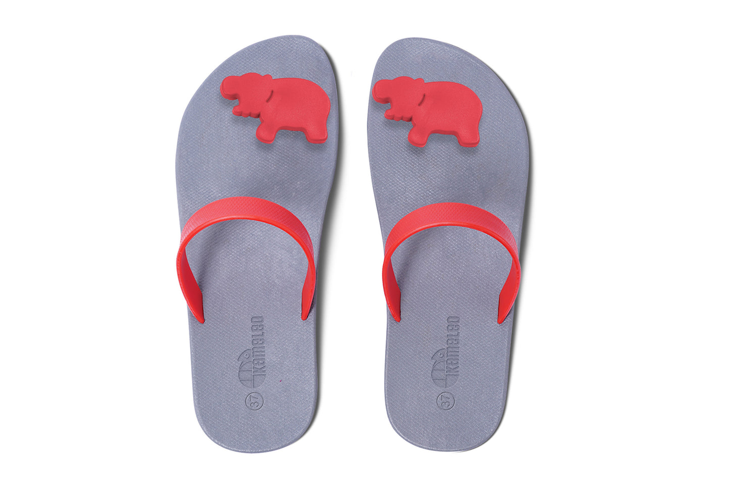 Poppi Hippo Grey Sole Red Strap