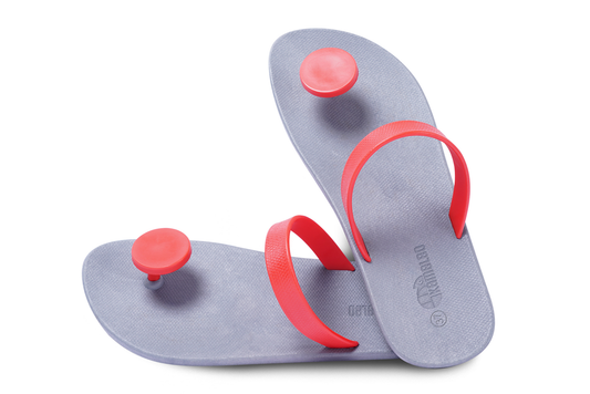 Poppi Dot Grey Sole Red Strap