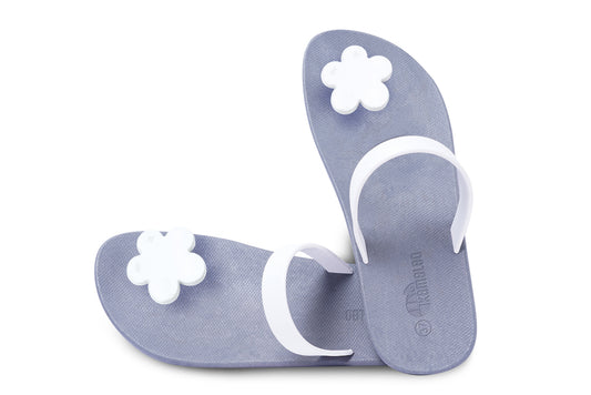 Poppi Flora Grey Sole White Strap