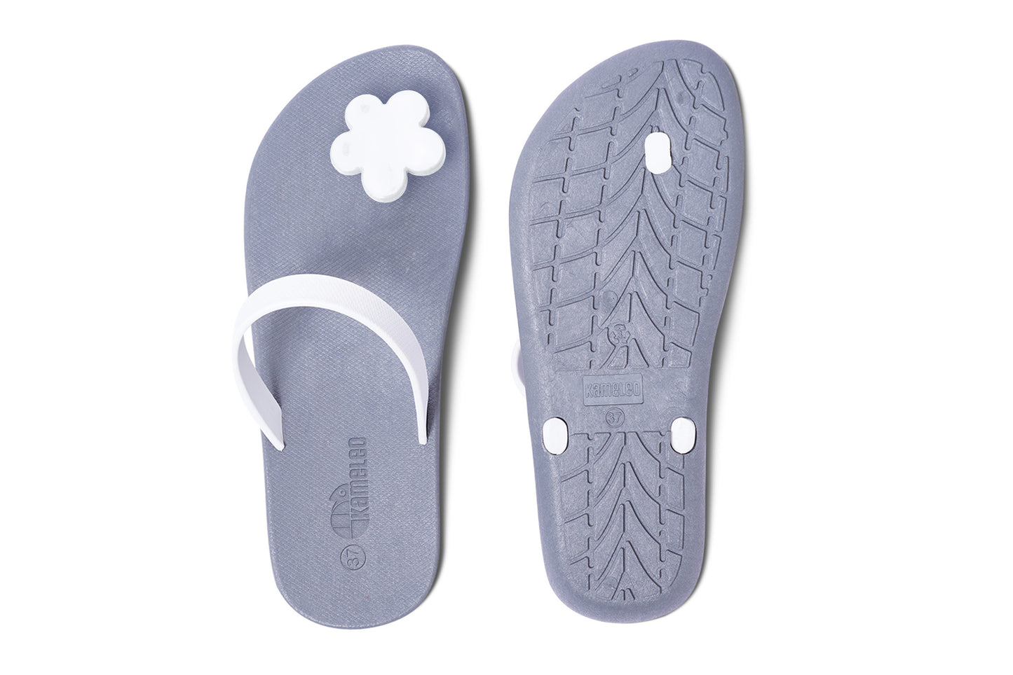 Poppi Flora Grey Sole White Strap
