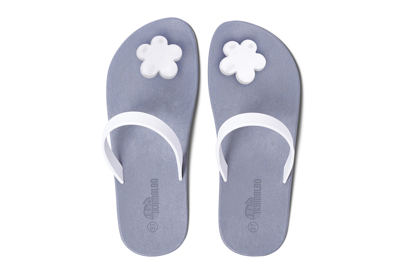 Poppi Flora Grey Sole White Strap