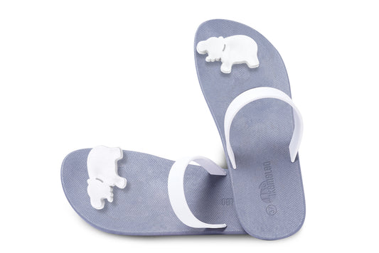 Poppi Hippo Grey Sole White Strap