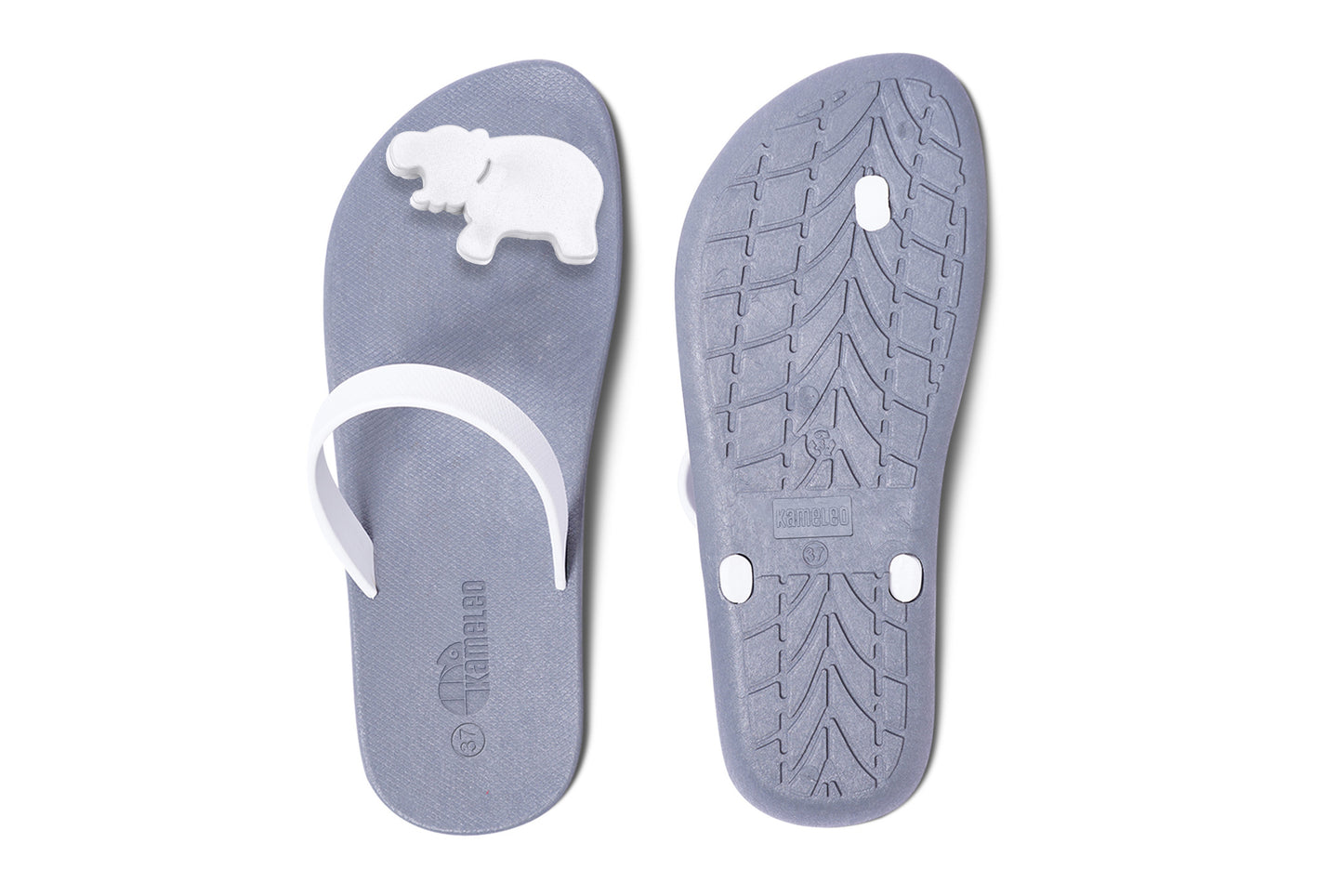 Poppi Hippo Grey Sole White Strap