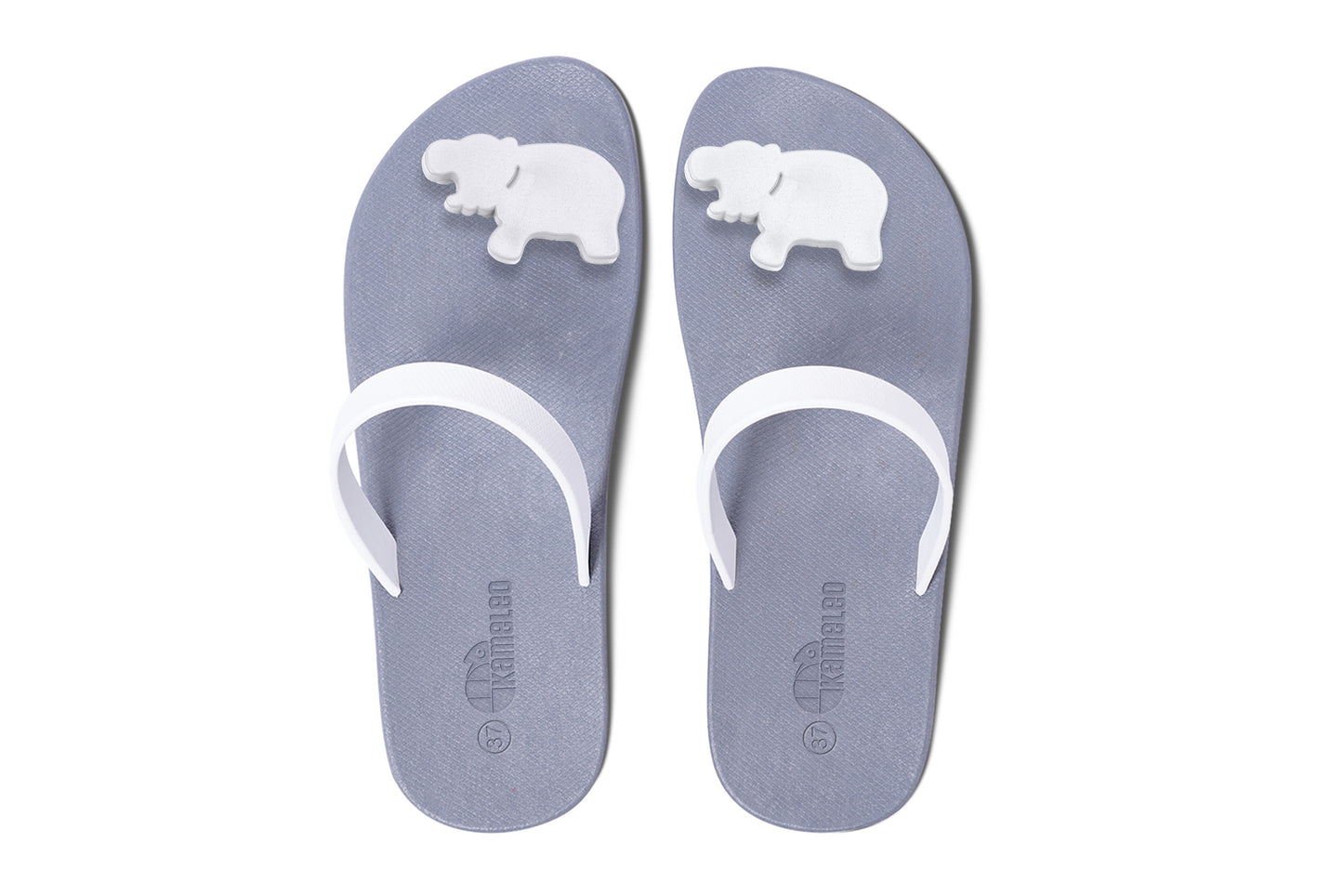 Poppi Hippo Grey Sole White Strap