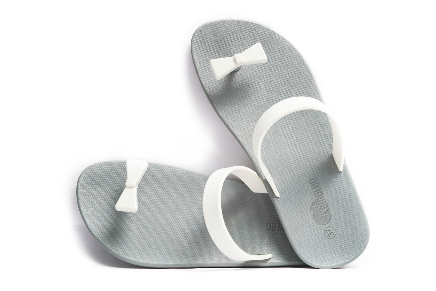Poppi Bow Grey Sole White Strap