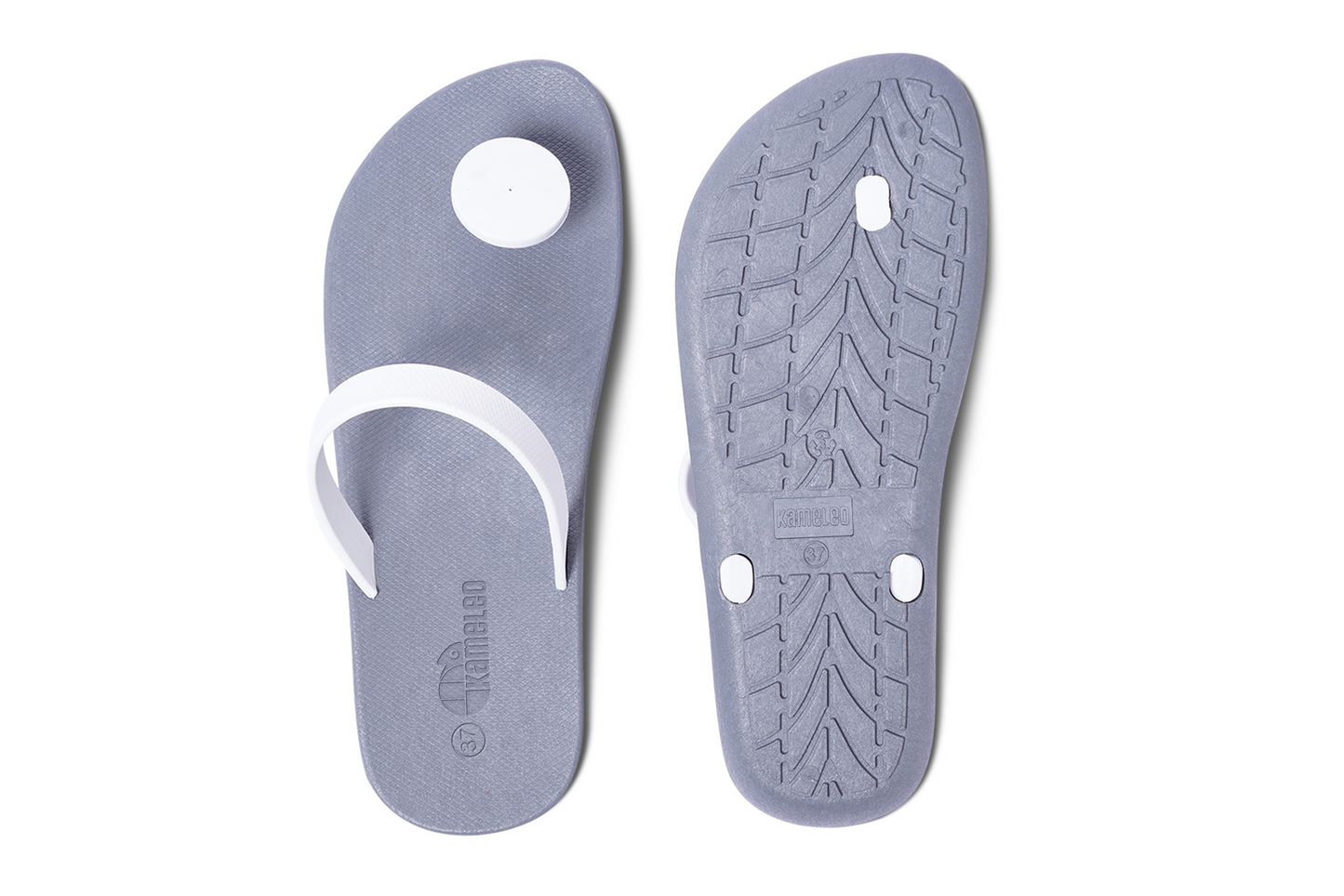 Poppi Dot Grey Sole White Strap