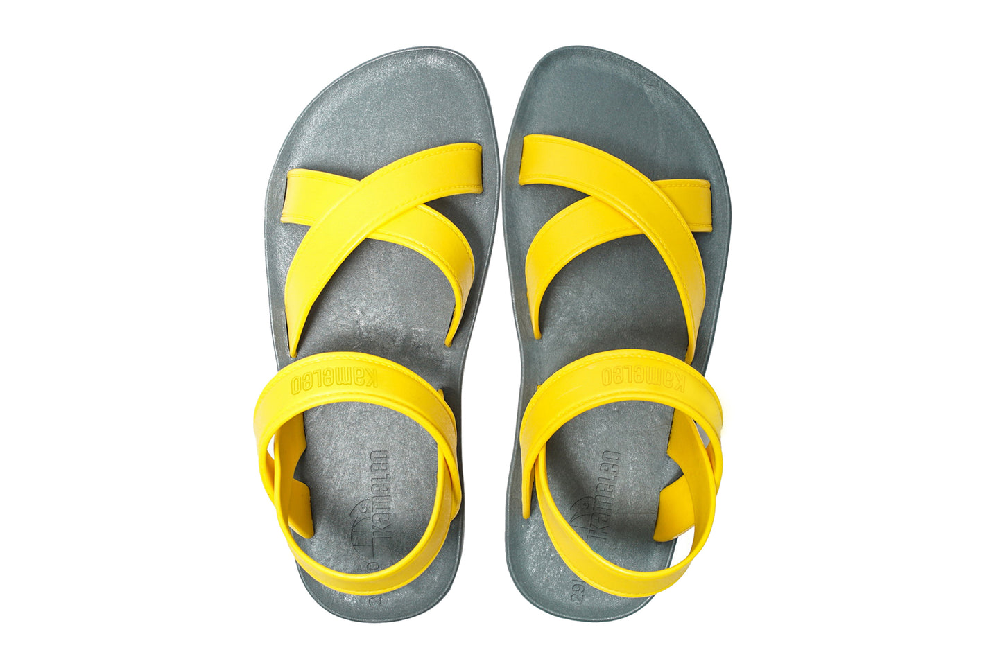 Cross Plus Kids Grey Sole Yellow Strap