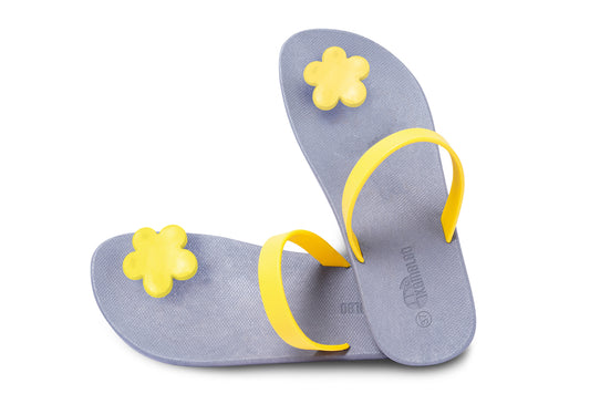 Poppi Flora Grey Sole Yellow Strap