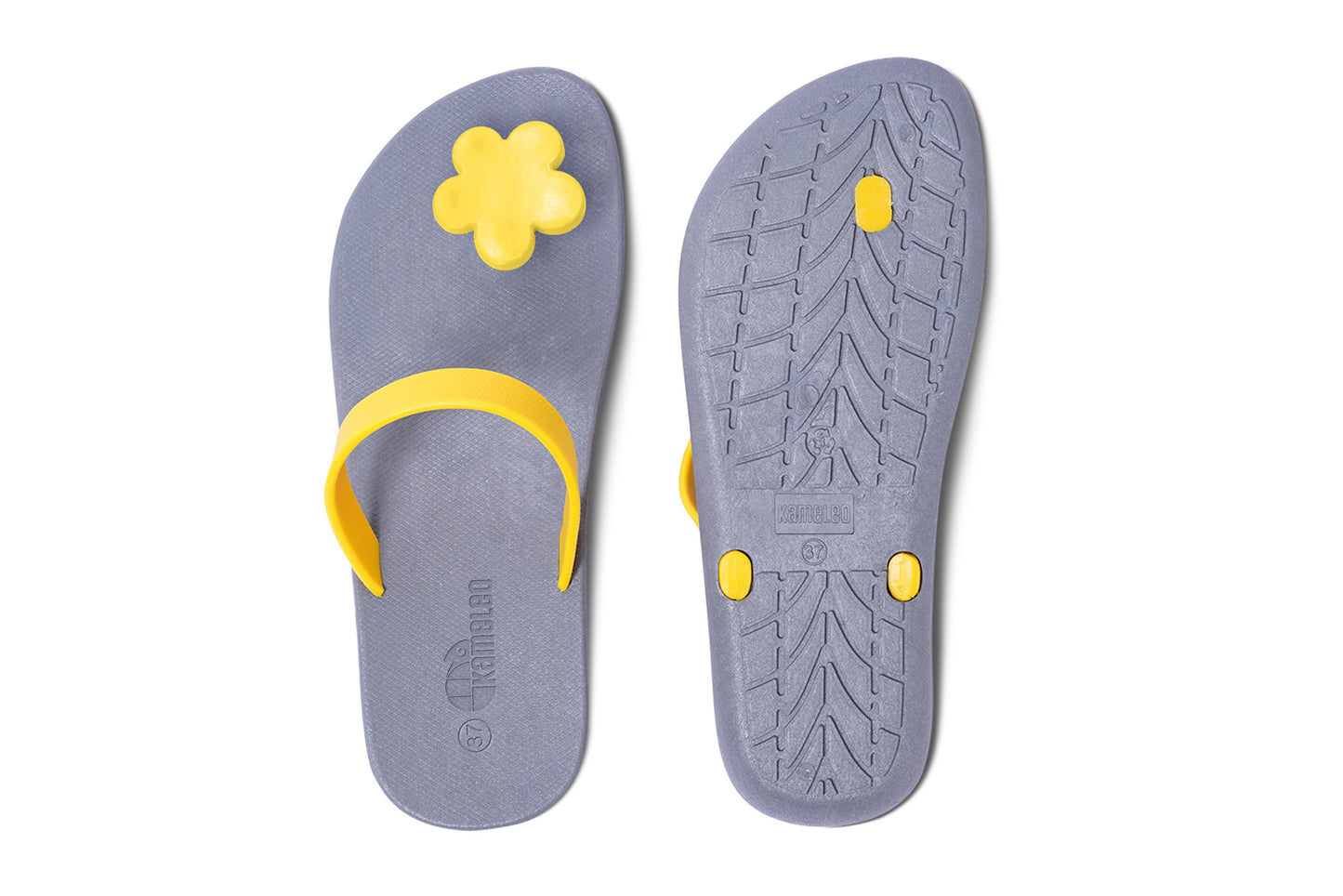 Poppi Flora Grey Sole Yellow Strap