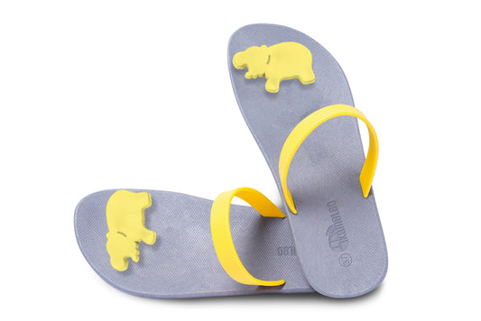 Poppi Hippo Grey Sole Yellow Strap