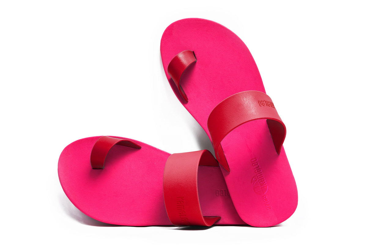 Pop Thumb Kids Pink Sole Red Strap
