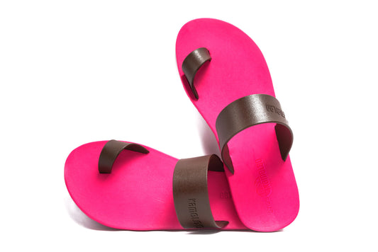 Pop Thumb Kids Pink Sole Brown Strap