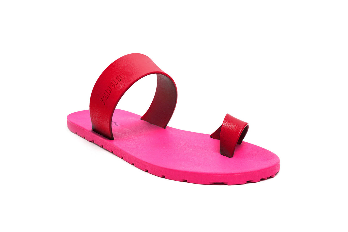 Pop Thumb Kids Pink Sole Red Strap