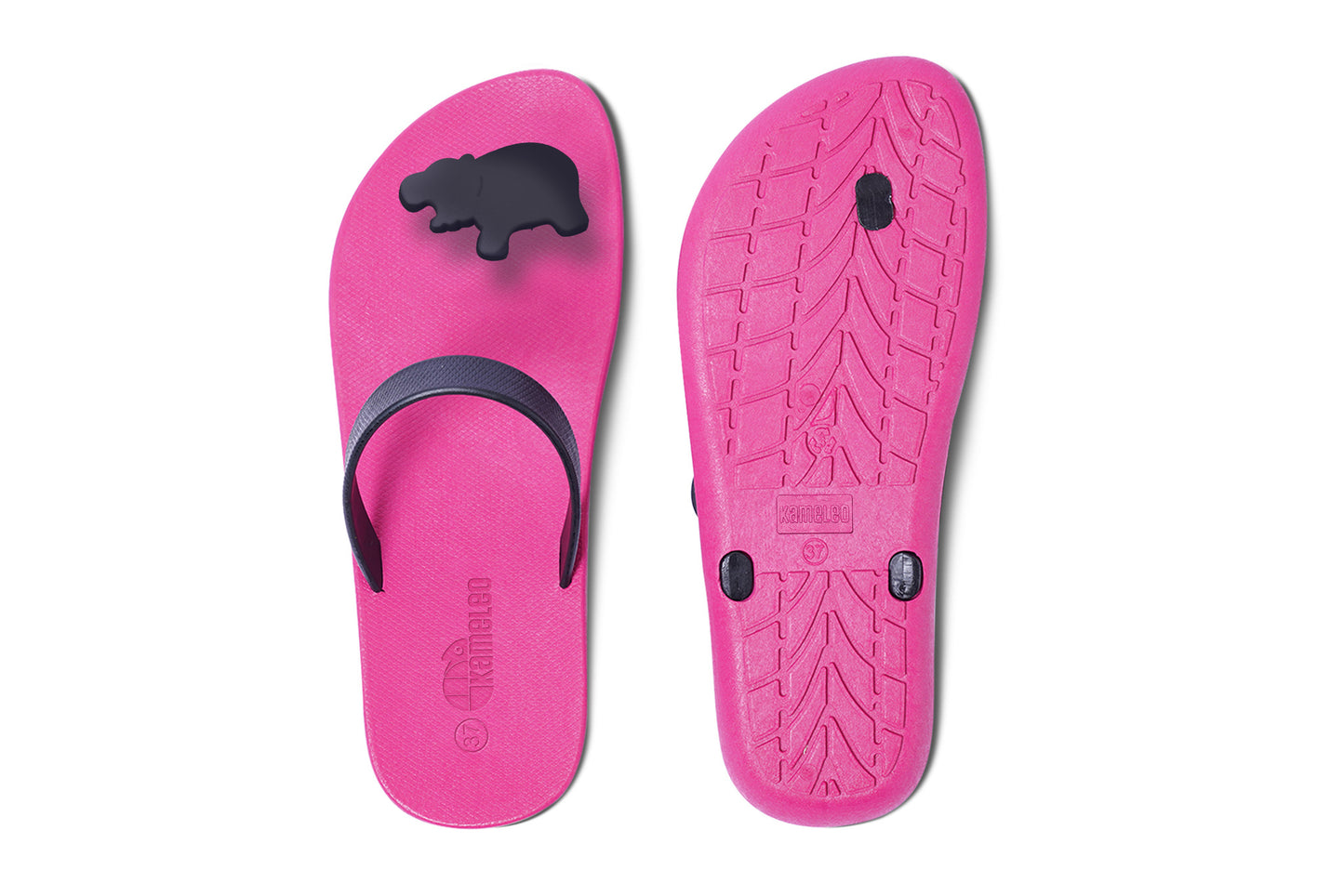 Poppi Hippo Pink Sole Black Strap