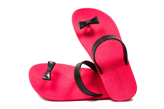 Poppi Bow Pink Sole Black Strap