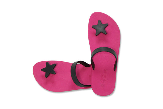 Poppi Star Pink Sole Black Strap