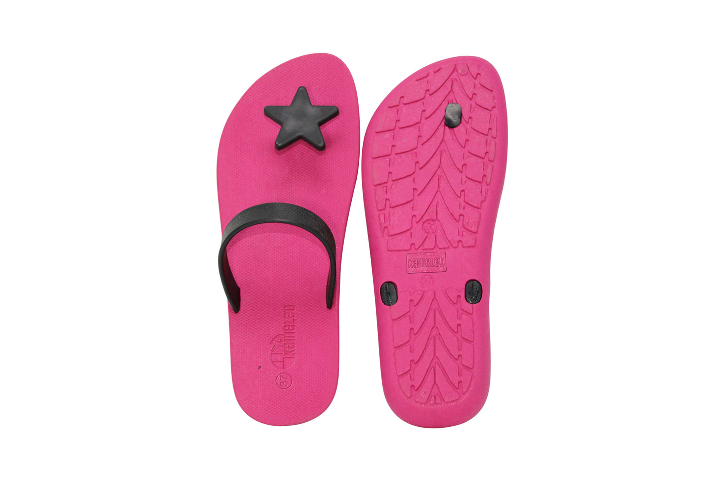 Poppi Star Pink Sole Black Strap