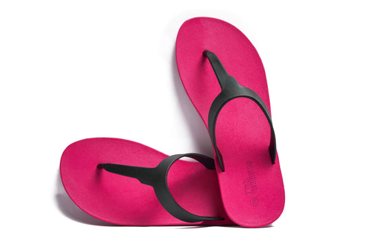 Thongs Pink Sole Black Strap