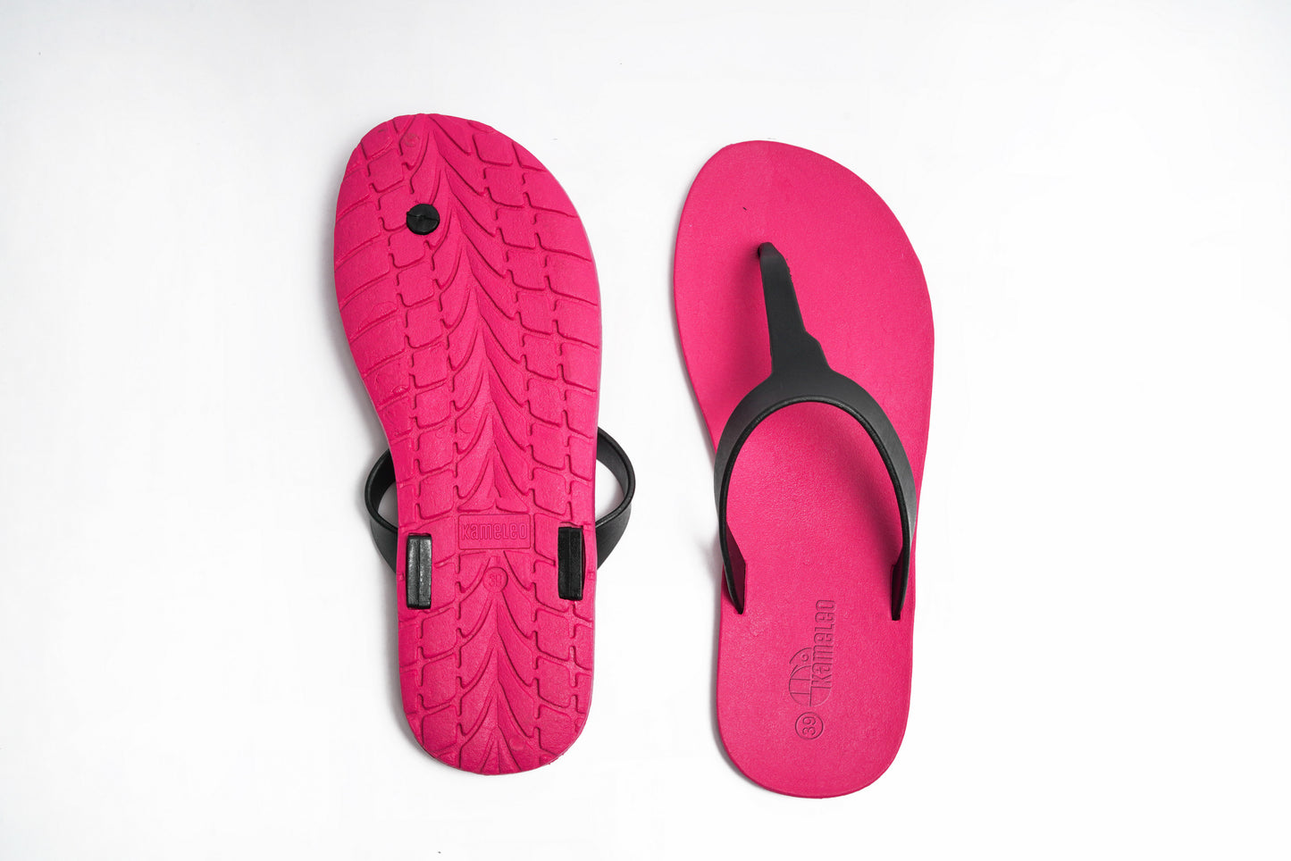 Thongs Pink Sole Black Strap