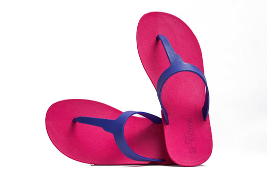 Thongs Pink Sole Blue Strap