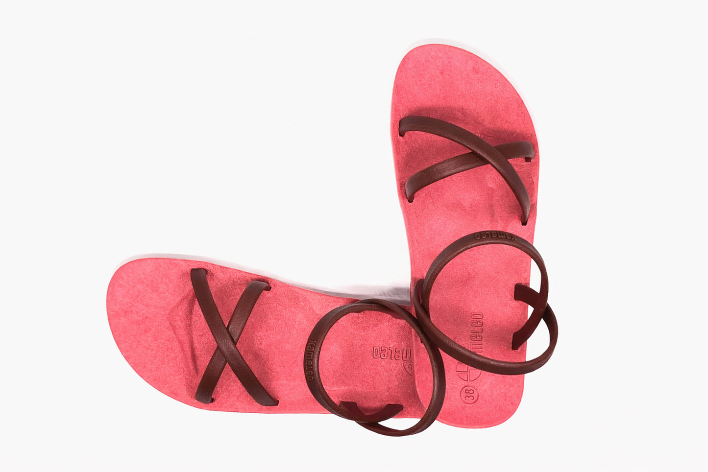 Cross Slim Pink Sole Brown Strap