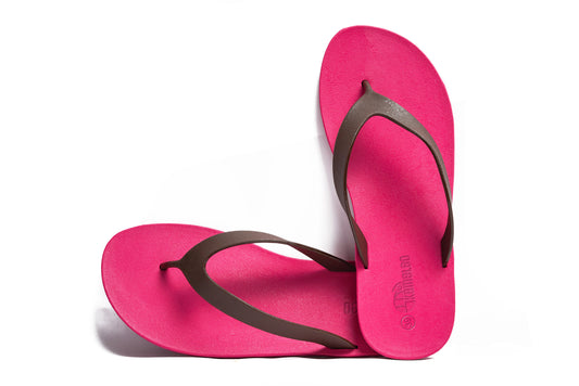 Flippy Pink Sole Brown Strap