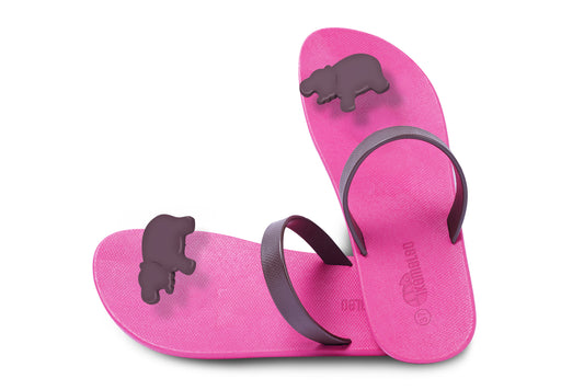 Poppi Hippo Pink Sole Brown Strap