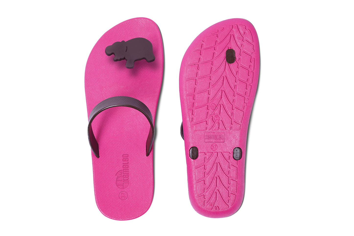 Poppi Hippo Pink Sole Brown Strap